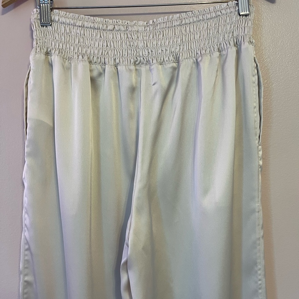 Brochu Walker Gorja Pant Satin Pull On Dust Ivory Medium Quiet Luxury Wide Leg - Picture 7 of 12